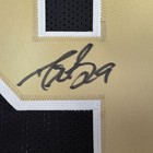 Framed Autographed signed Drew Brees 35x39 New Orleans Stat Jersey Bas Coa