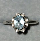 Vintage 925 Sterling Silver Genuine Blue Topaz Ring-size 8-scalloped Edges