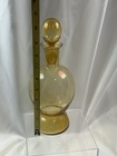 Amber Glass Vintage Decanter Bottle With Stopper Made In Italy