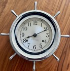 Seth Thomas Helmsman E537-001 Ship Wheel Bell Clock Nautical Nickel Finish