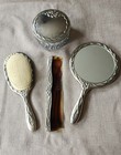 Vintage Silver Plated 4 Pc Vanity Set