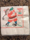18 Vintage Christmas Paper Cocktail Napkins 10  Santa Claus Golfing Kitschy 
