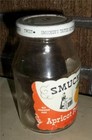 1960s J M Smucker Smucker s Apricot Preserves Glass Jar W Orig Paper Label   Lid