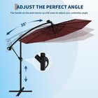 10ft Cantilever Patio Umbrella With Solar Led Lights  For Backyard  Garden  Pool