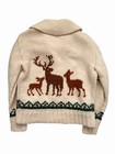 Vintage 60s Mary Maxim Deer Chunky Knit Zip Up Cowichan Cardigan Sweater Jacket