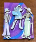 Vintage Woman Pins By Lucinda Pink   Blue Background 3 Young Women Pin   Brooch
