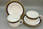 Tiffany   Co Limoges Coffee Cups   Saucers Blue Band Gold Dots Set  2 