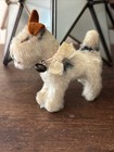 Vtg 3    Steiff Foxy Fox Terrier Mohair Dog Original Bow   Bell No Tag   Button