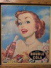 Rare Double Cola Cardboard  Litho Usa Framed Sign Black Logo W Bottle   