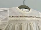 Vintage Baby Girl Smocked Dress Embroidered Flowers 