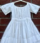 Antique Civil War 1860 s Childs Girls Ivory Textured Cotton Dress