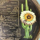 Vintage Arizona Metal Tray Tin Plate 11  - State Flower Saguaro - Black