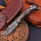 Custom Made Hand Forged Damascus Steel Folding Blade Pocket Knife 1106