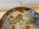 Antique Japanese Signed Kutani Porcelain Bowl W  Figures In Landscape Decoration