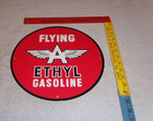 Vintage Flying A Ethyl Gasoline 11 3 4  Porcelain Metal Service Station Oil Sign