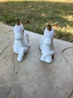 Vintage Hand Painted White Rainbow Unicorn Ceramic Figurine  set Of 2