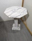 Vintage Octagonal Italian White Marble Top Column Pedestal Table Plant Stand R45