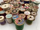 Large Lot Of Assorted Vintage Wooden Wood Sewing Thread Spools W  Thread Silk Ny