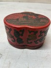 Vintage Antique Asian Chinese Or Japanese Red Lacquered Box W  Man Riding Donkey