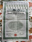 1924 German External Loan Gold Bond 1000 With 9 Coupons  Real  See Picture