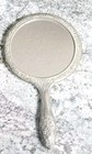 Vintage Ornate Silverplate Hand Held Mirror Silver Plate 9  Inch 