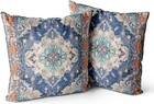 Boho Bohemia Throw Pillow Covers Set Of 2  20x20 Inch Decorative  blue 