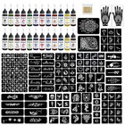 Temporary Tattoo Kit With 24 Bottles 12-color Ink  155 Tattoo Stencils   Diy    