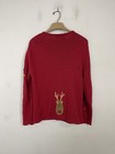 Tiara International Womens Cardigan Ugly  Sweater Small Red Christmas Reindeer