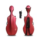 4 4 Cello Case Of Jujube Red With Carbon Fiber Hard Shell  Wheels Straps On Back