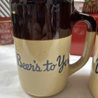 2 Beer Steins Tall Mugs Stoneware Monmouth Pottery Vintage Vvgc