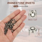 6mm Rhinestone Stud  70 Pcs Metal Claw Beads Nailhead  Black Gray Silver Tone
