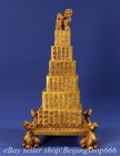 10  Old Tibet Bronze 24k Gold Gilt Dynasty Dragon Beast Seal Signet Statue Set