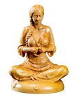 Beauty Boxwood Wood Carving Meditation Girl Wood Statue