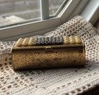 Vintage Gold Tone Lipstick Holder Adorned With Faux Pearls   Rhinestones