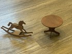 Vintage Wooden Dollhouse Miniature Rocking Horse   Table