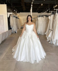 Plus Size Wedding Dresses Satin Strapless Ruching Sweep Train Corset Bridal Gown