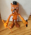 Vintage Rubber Bendable Posable Blue Dog Brown Smoking Paws Made In Hong Kong