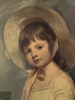 Vtg Sir Joshua Reynalds Art Print Large Portrait Framed German Young Girl Bonnet