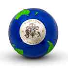 2022  5 Barbados Blue Marble Green Planet - 3 Oz Sphere Pure Silver Coin