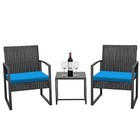 Look-3 Pieces Patio Bistro Set  Wicker Outdoor Patio Furniture Set  Modern Ratta