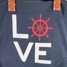 Gh Bass   Co Nautical Tote Bag Love Boat Wheel Canvas Shopper Purse