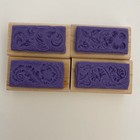 Stampin Up - Wood Block Stamp 4 Piece Set - Sculpted Style - 2004 Retired New