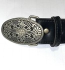 Women   s Vintage Belt Antiqued Silver Tone Buckle Black 29 5 To 33 5 Inches