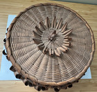 Antique Mi kmaq Micmac Ash Basket Lid Native American Porcupine Curl Sweetgrass