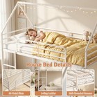 Twin Over Twin Kid Bunk Bed Slide Ladder Guardrail Heavy Duty Space Saving White