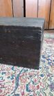 Sweet Antique Early Primitive Dark Wood Document Storage Box 14  Dovetailed