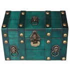 Vintage Wooden Treasure Chest  Jewelry Storage Box With Lock  Classical 