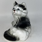 Vtg Bone China Cat Kitty Figurine Black And White Taiwan 4 Inches