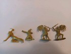 Vintage 1950s  Marx 70mm Yellow Indians  Western Playset Figures Lot Of 4