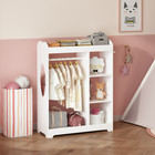 Kids Dress Up Storage With Mirror And Hooks Wooden Dress Up Clothes Rack White